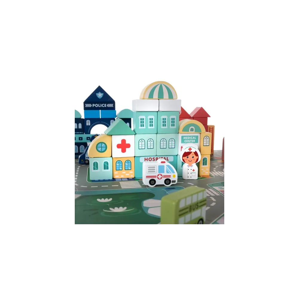 sorter z przykrywką oraz różne kształty drewnianych klocków