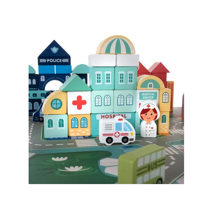 sorter z przykrywką oraz różne kształty drewnianych klocków