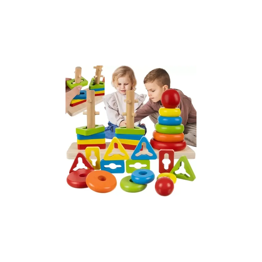 drewniany sorter układanka dla dzieci w kolorach