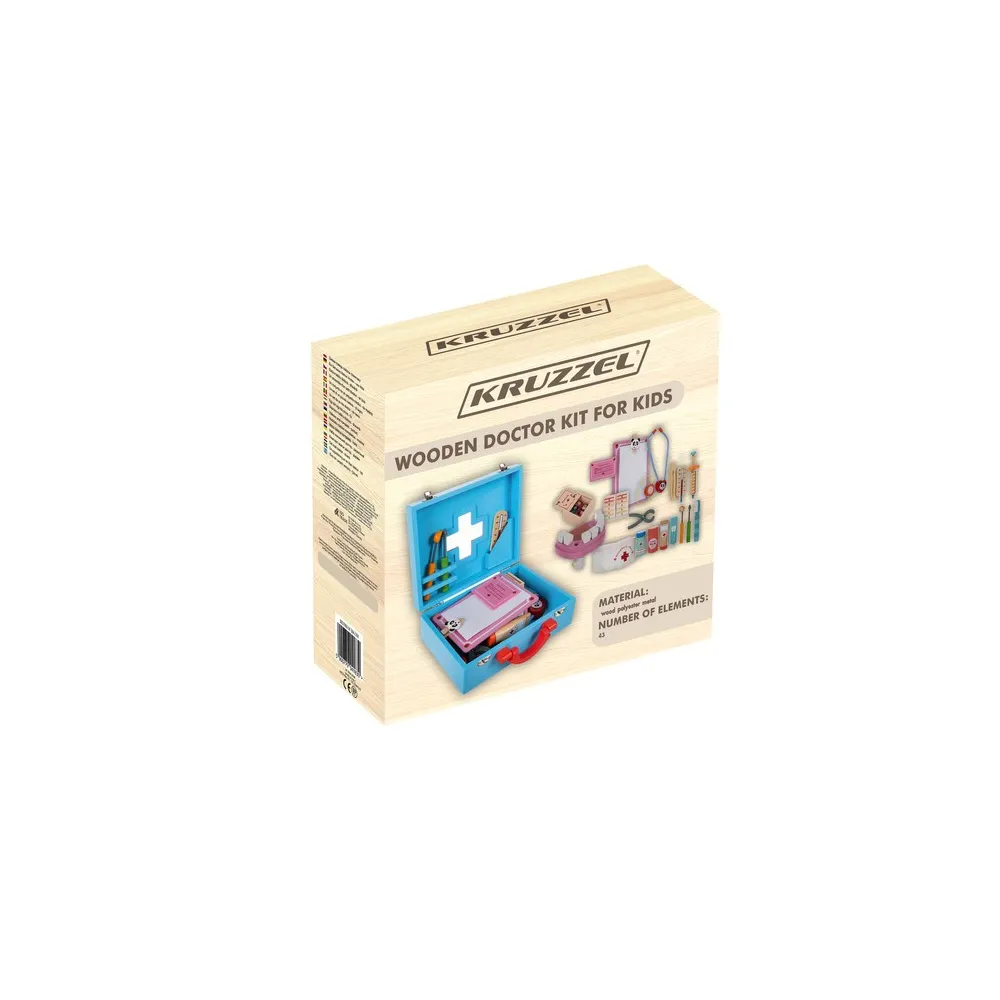 walizka z elementami zestawu dentysty dla dzieci na białym tle