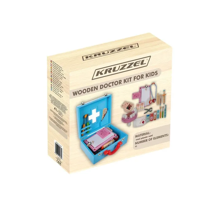 walizka z elementami zestawu dentysty dla dzieci na białym tle