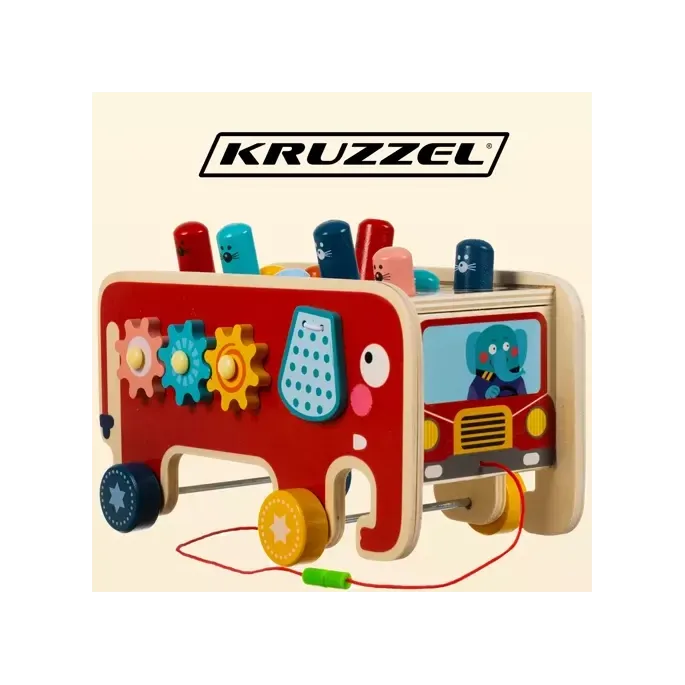 Zbliżenie na obrotowe elementy słonia drewnianego Kruzzel