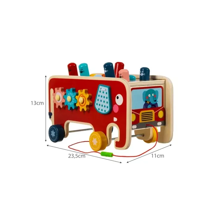 Słoń Kruzzel z widocznym sznurkiem do ciągnięcia