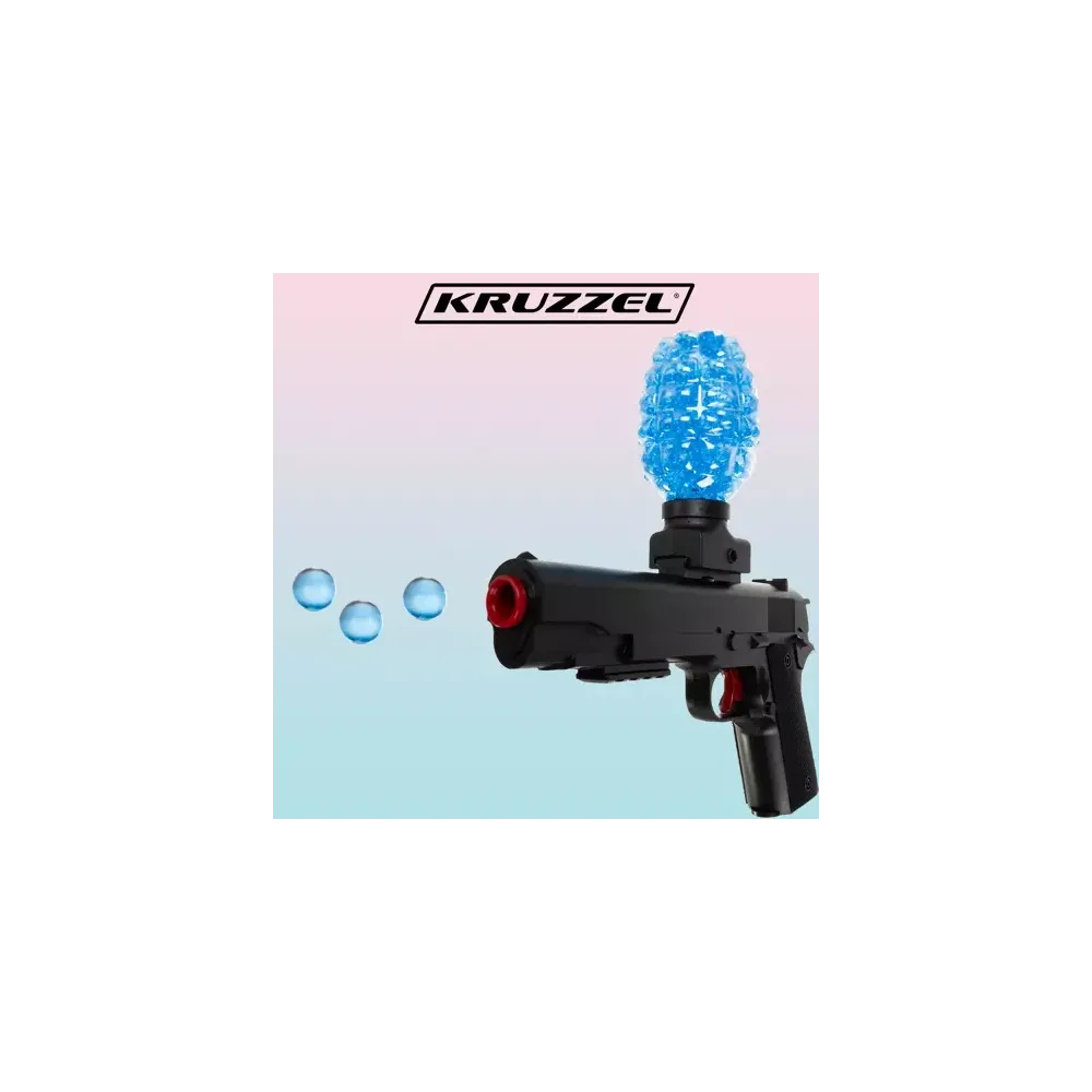 zestaw kulki żelowe, piankowe strzałki i akumulator obok karabinu