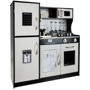 półki kuchni z wyjmowanym zlewem i mikrofalówką