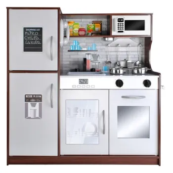 Kuchenka dziecięca z zestawem garnków i drewnianą patelnią