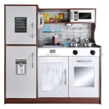 Kuchenka dziecięca z zestawem garnków i drewnianą patelnią