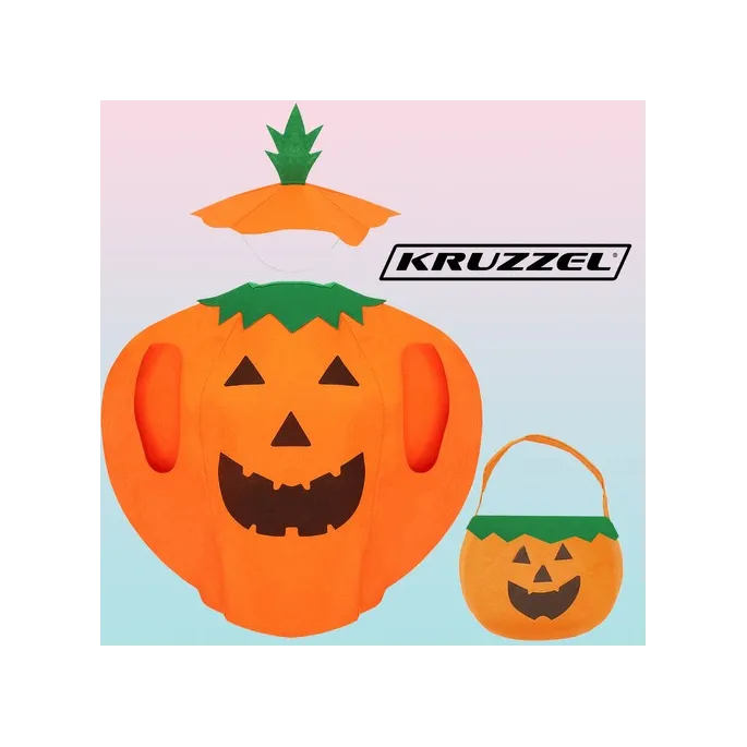 przebranie dyni wykonane z pomarańczowego filcu dla dzieci