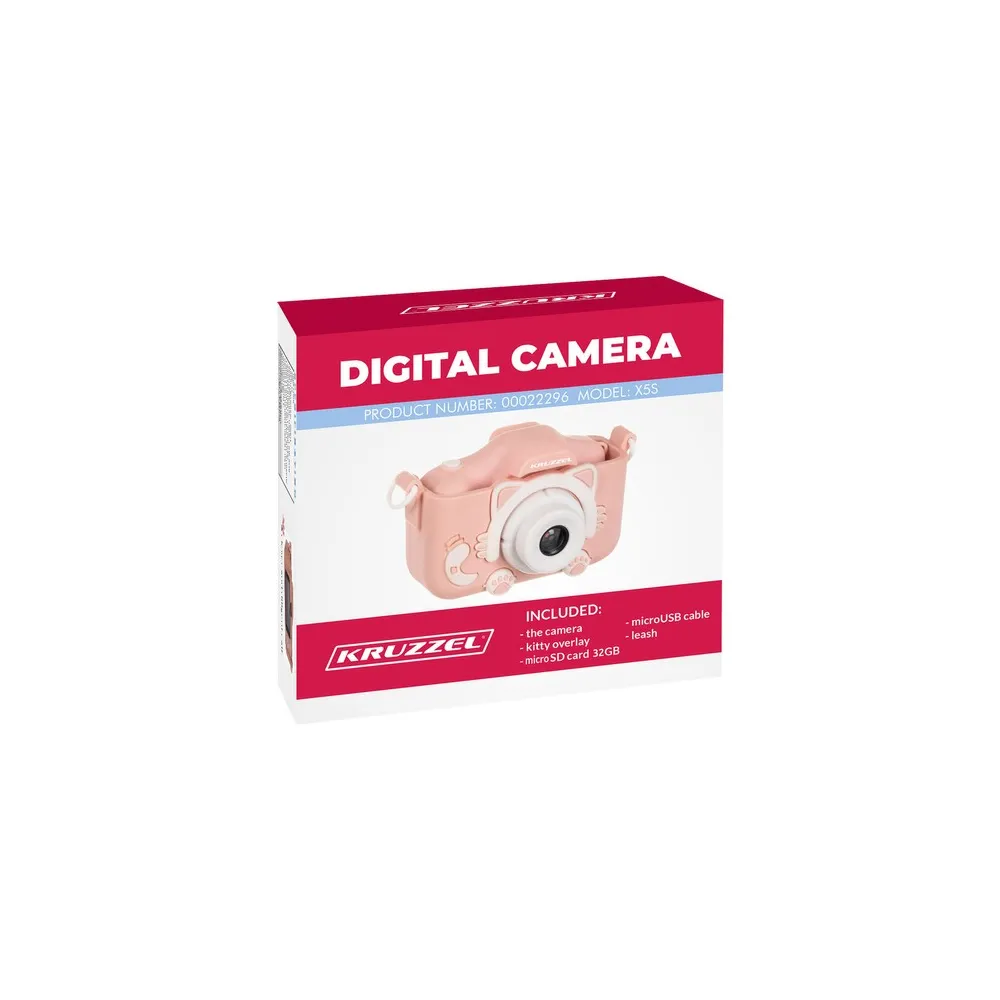 Aparat dziecięcy z nakładką kotek i kartą pamięci 32GB w zestawie