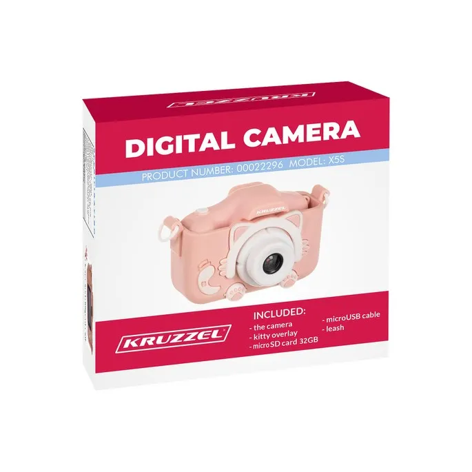 Aparat dziecięcy z nakładką kotek i kartą pamięci 32GB w zestawie
