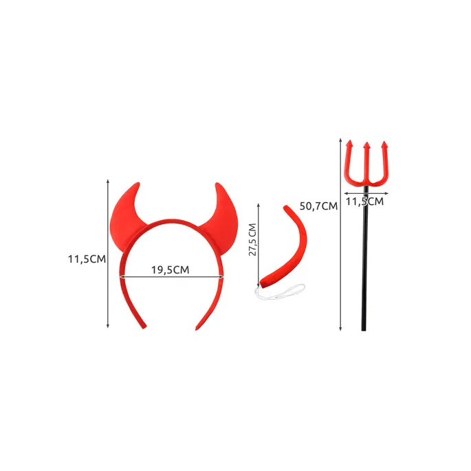 opaska z czerwonymi rogami z kompletu przebrania diabełka