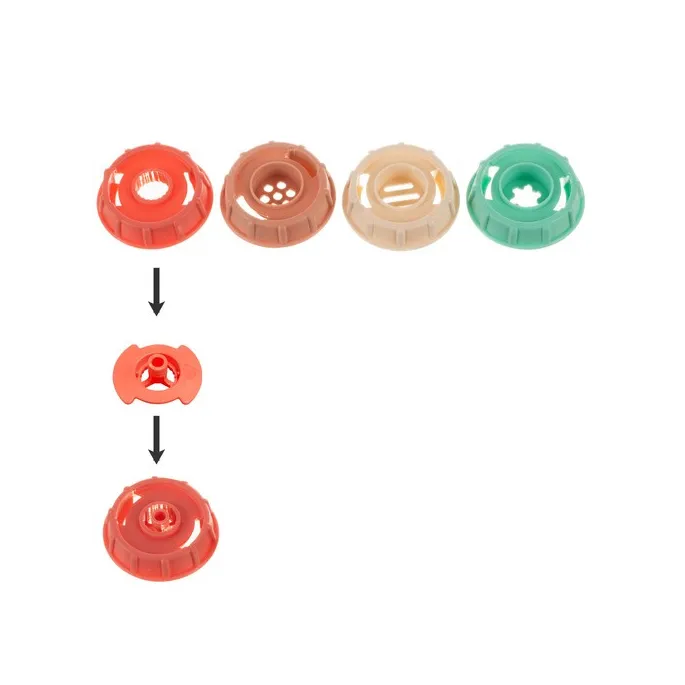 kolorowy zestaw kruzzel z miseczką, talerzykiem i tacką