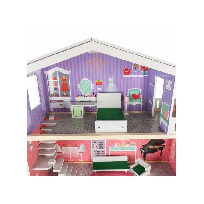 Duży domek dla lalek Kruzzel z widocznymi czterema pokojami