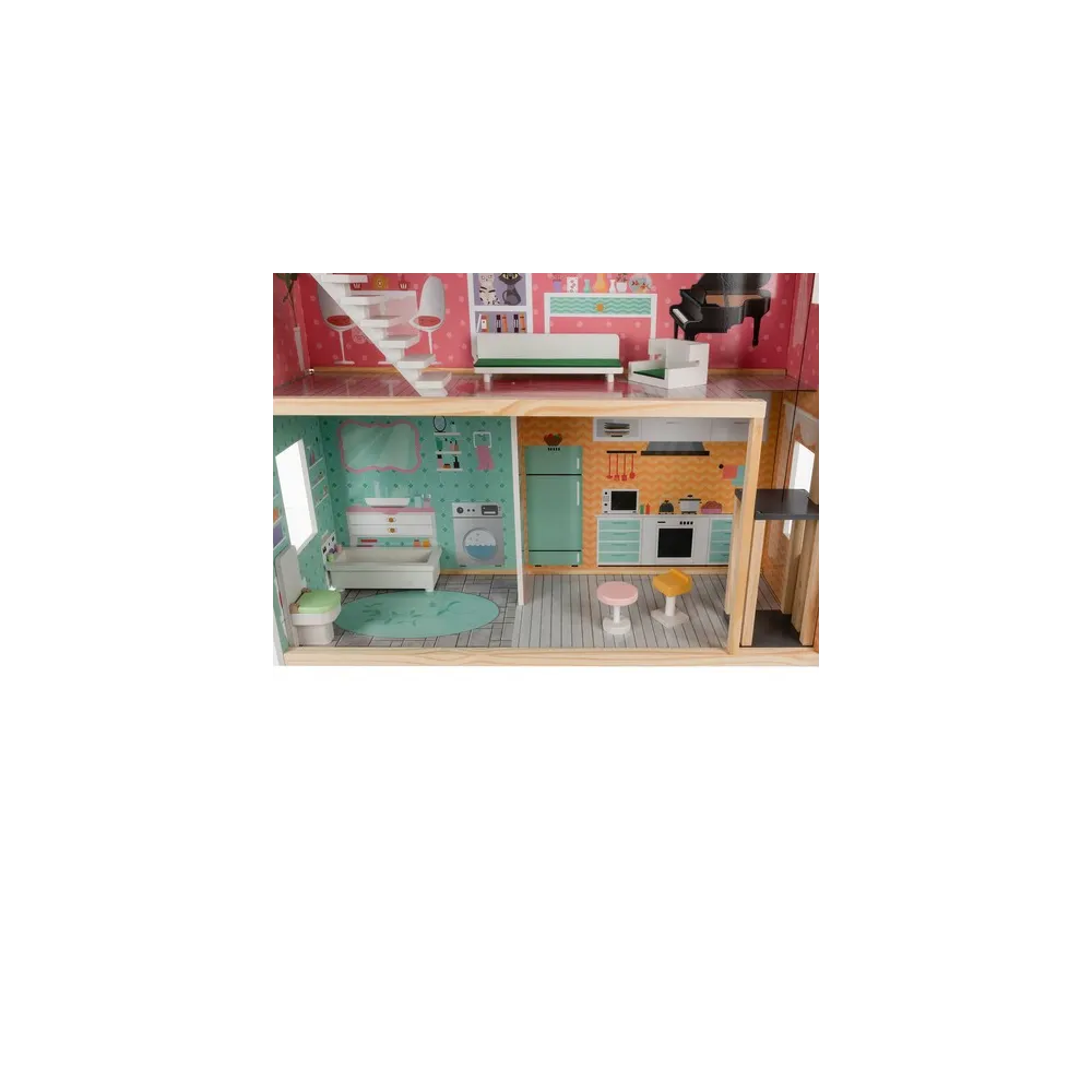 Widok z góry na przestronny układ pomieszczeń domku