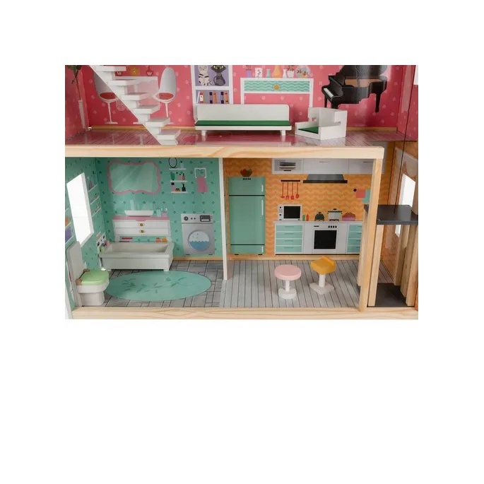 Widok z góry na przestronny układ pomieszczeń domku