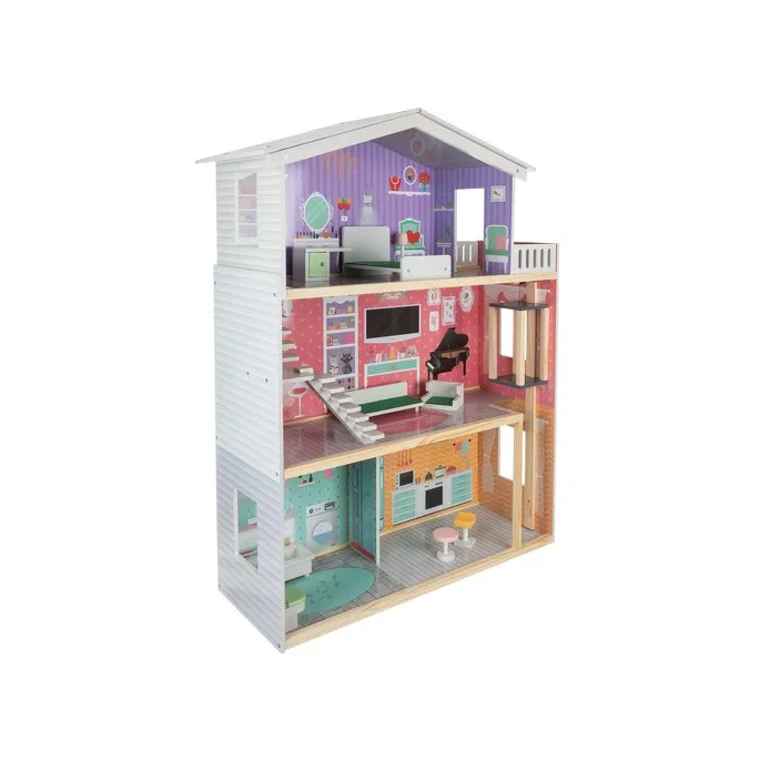 Zestaw drewnianych mebelków do domku dla lalek