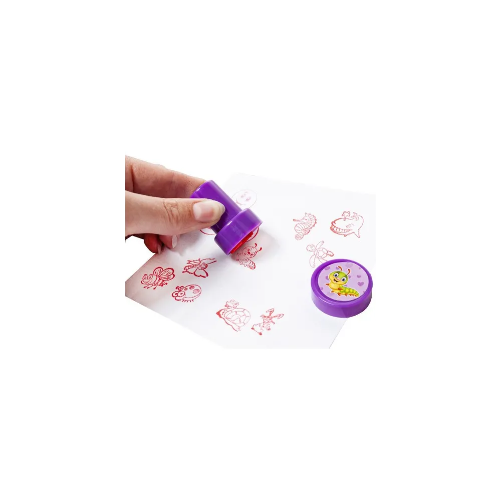 Detal pieczątki z motywem emotikony na jasnym tle