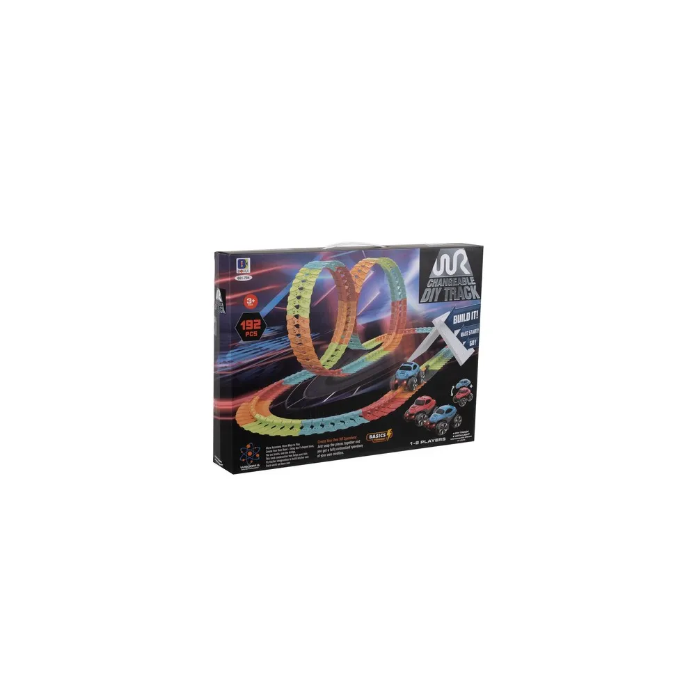 samochodzik LED na zakręconym torze zabawkowym