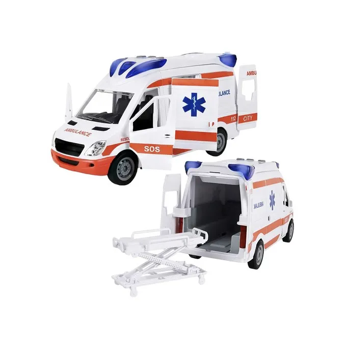 zbliżenie na przód zabawkowej karetki z sygnałami świetlnymi