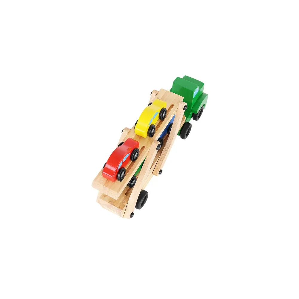 składana, dwupoziomowa laweta z ruchomą przyczepą i autkami