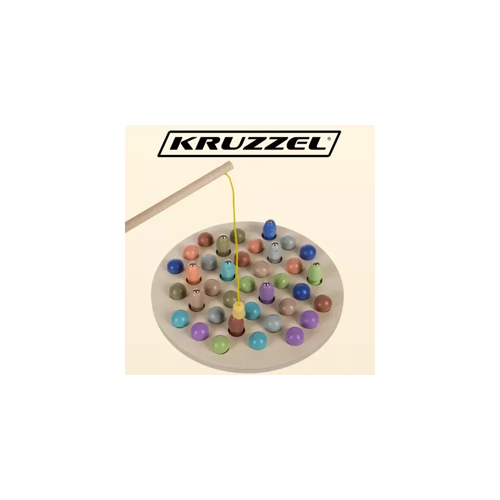 drewniana gra zręcznościowa z kolorowymi rybkami