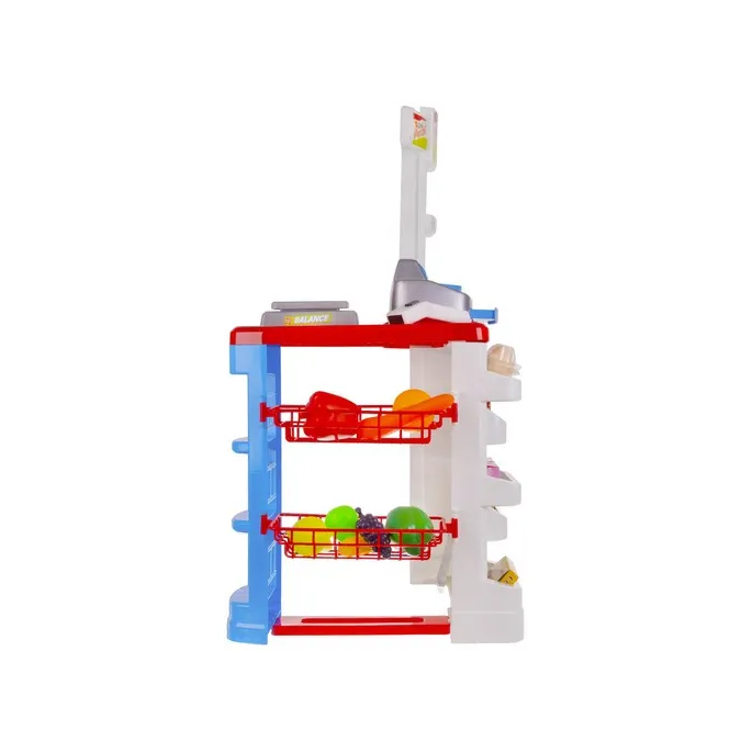 widok z bliska na kasę fiskalną i wagę