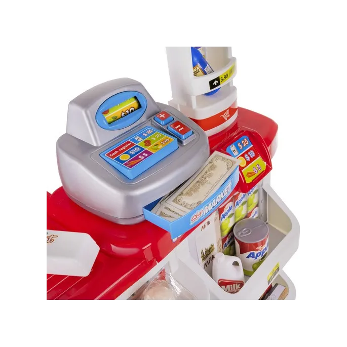 dziecięcy supermarket z rozstawionymi produktami