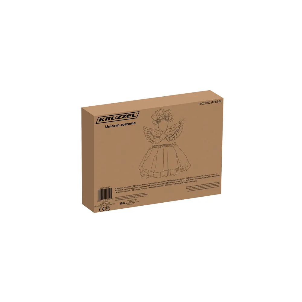 Zbliżenie na skrzydełka kostiumu jednorożca mieniące się kolorami