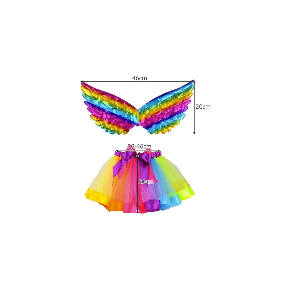 Spódniczka z kolorowego tiulu z atłasową wstążką w zestawie jednorożec