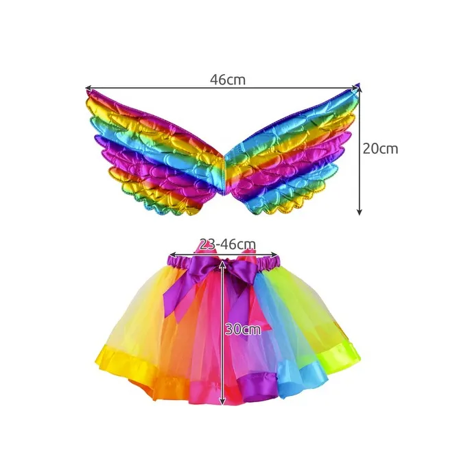 Spódniczka z kolorowego tiulu z atłasową wstążką w zestawie jednorożec