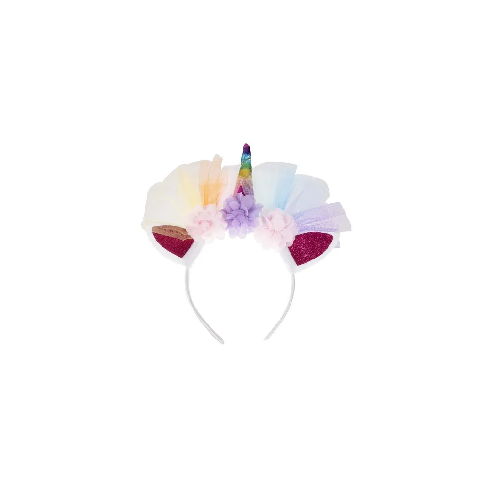 Tęczowa kokarda na spódniczce z zestawu kostiumowego jednorożec