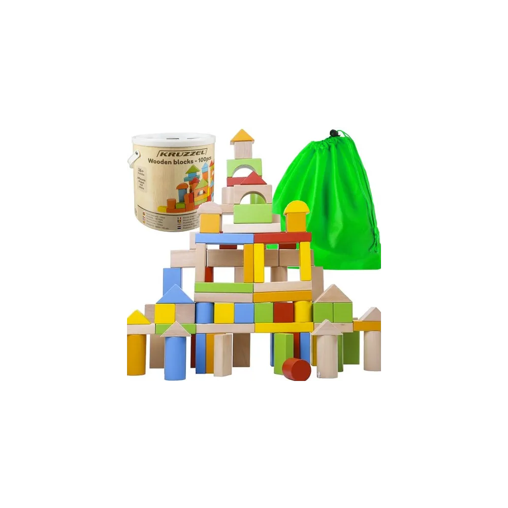Klocki drewniane Kruzzel 22666 w wiaderku z sorterem