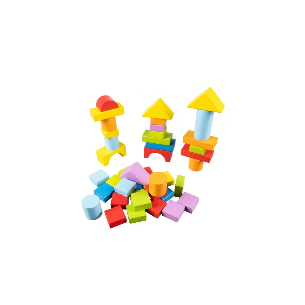 Widoczne detale kolorowych klocków drewnianych