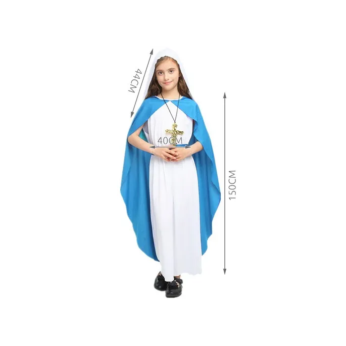 długa biała sukienka kostiumu maryja wyeksponowana solo