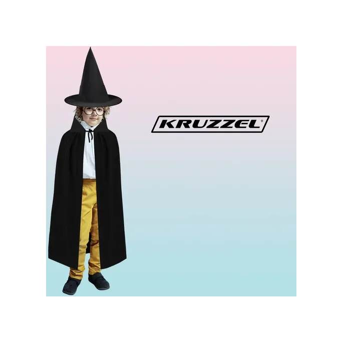 czarna peleryna magika z kołnierzem na ramionach