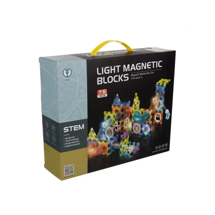 zbliżenie na świecące kulki magnetyczne w torze