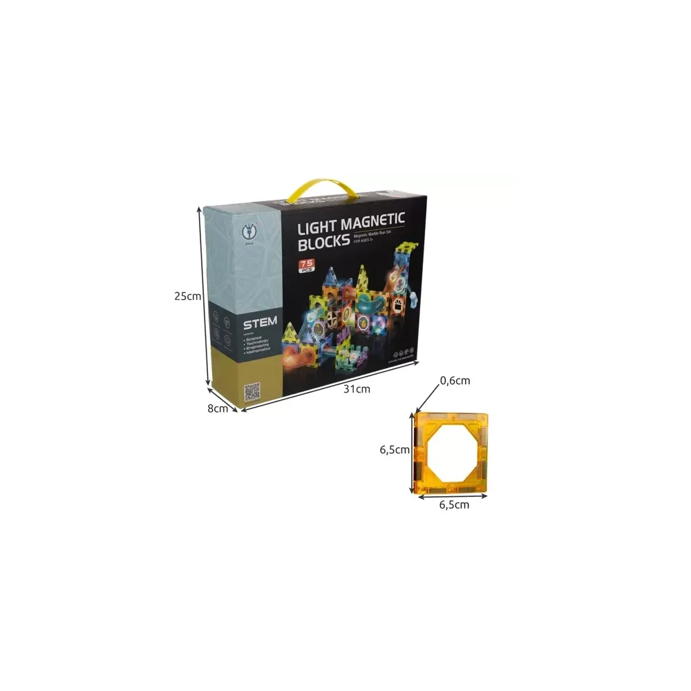 komplet 77 elementów klocków magnetycznych na białym tle