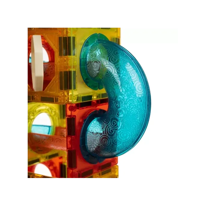 widok świecących reflektorów wśród klocków konstrukcyjnych