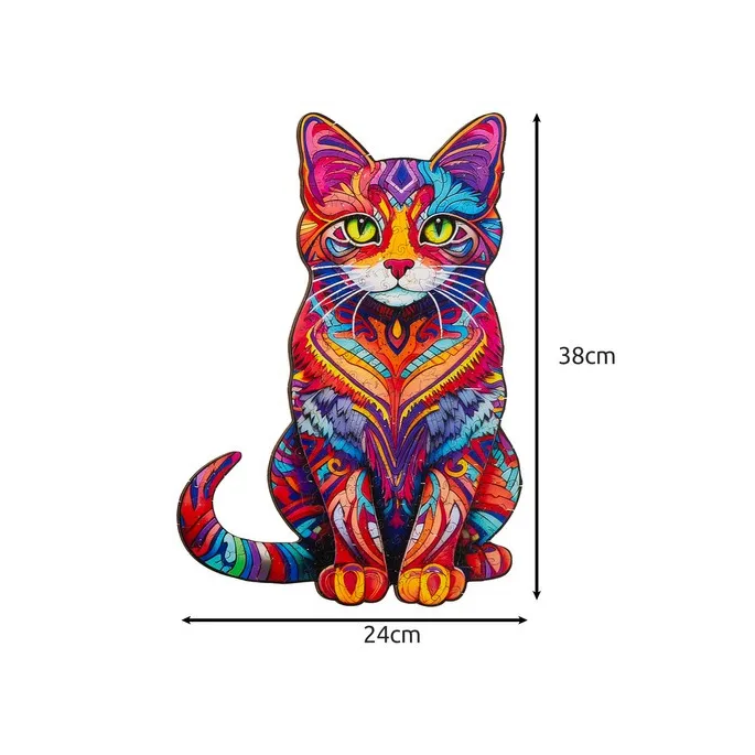 Zbliżenie na wzorzysty motyw kota ułożonego z elementów puzzli