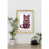 Puzzle o nieregularnym kształcie kota na jasnym tle