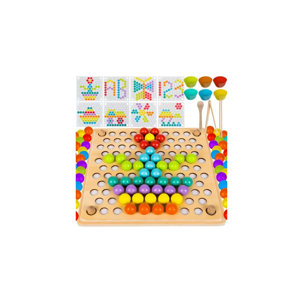 drewniana układanka koraliki widok ogólny zestawu