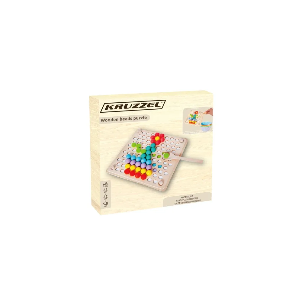 kolorowe koraliki na planszy drewnianej mozaiki