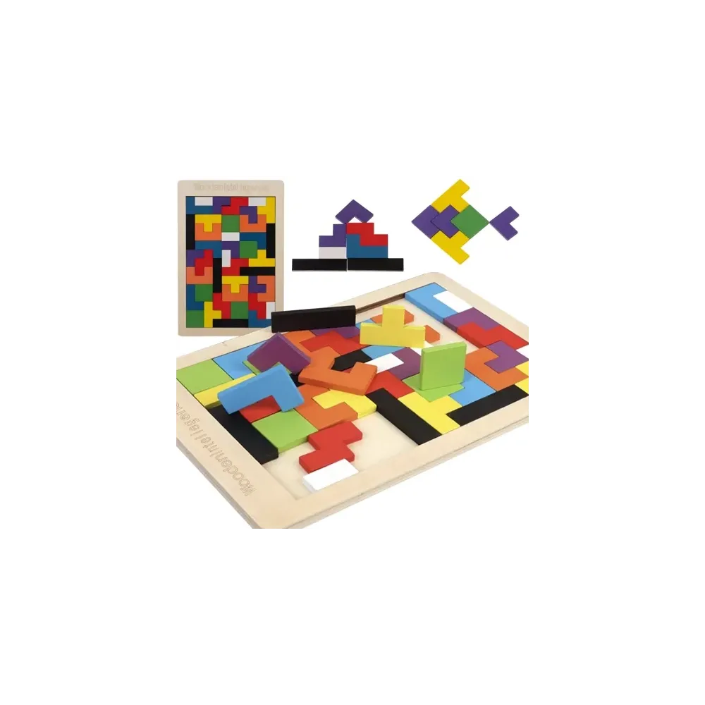 drewniana układanka Kruzzel 22667 z klockami na podstawce