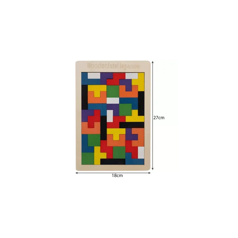 kolorowe klocki do drewnianej układanki widok z góry