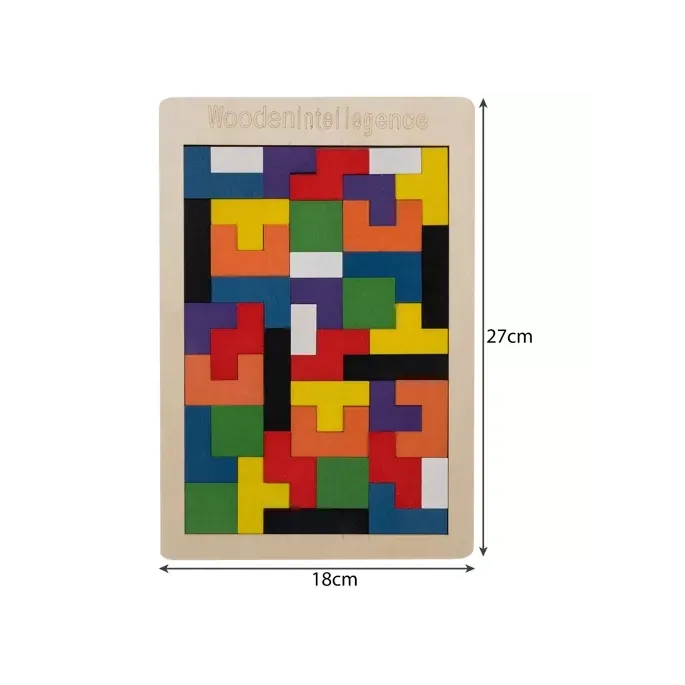 kolorowe klocki do drewnianej układanki widok z góry