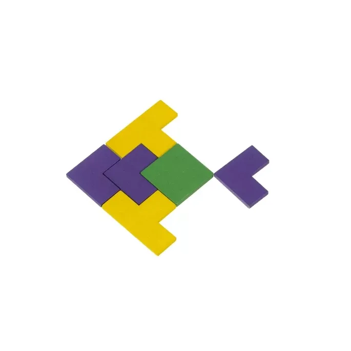 wielokolorowe kształty klocków z puzzle po wyjęciu z podstawy