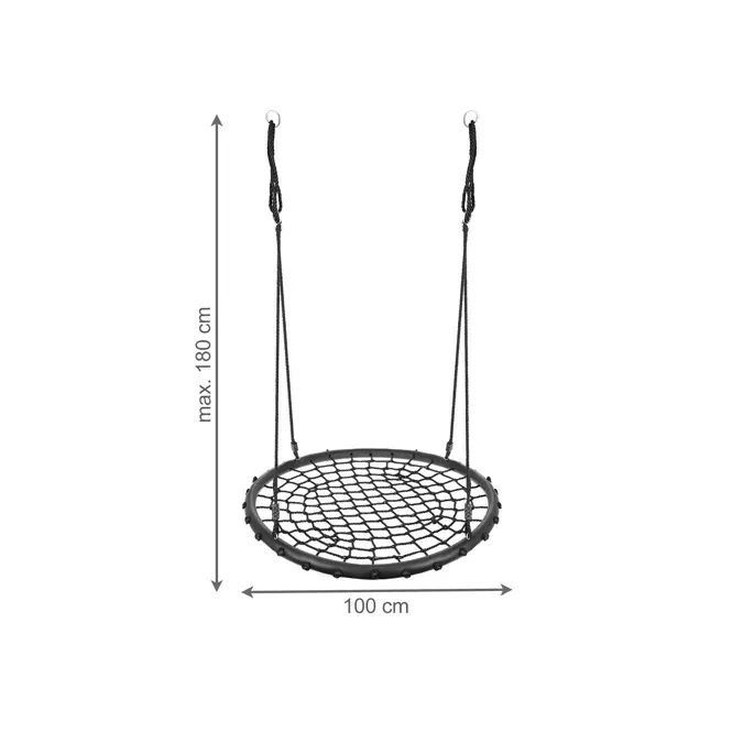 detal siatki huśtawki z bliska na metalowej obręczy