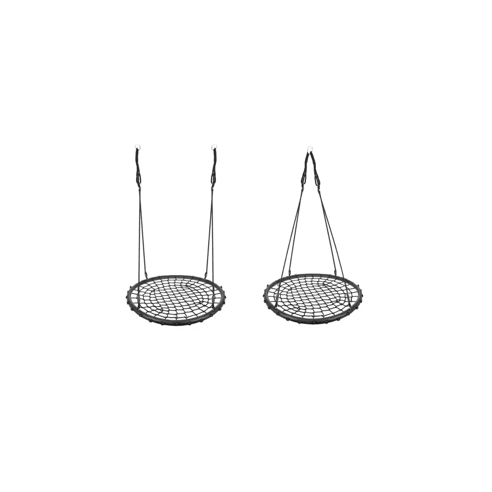 regulowane liny huśtawki zakończone metalowymi kółkami montażowymi