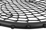 czarna huśtawka ogrodowa rozłożona przed montażem