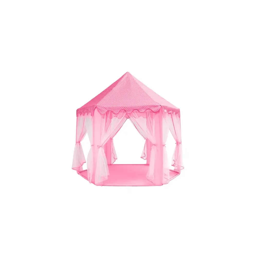 namiot dziecięcy rozłożony w ogrodzie na trawie